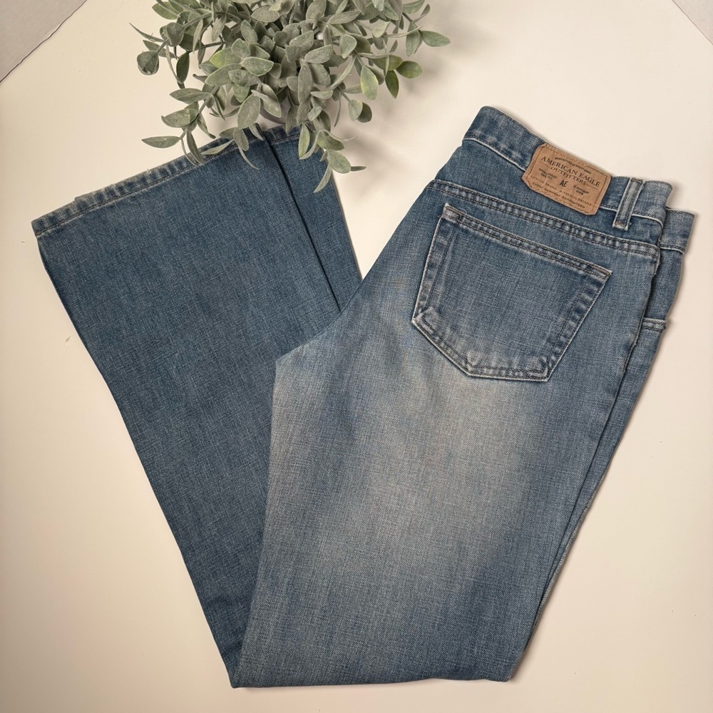 American Eagle Vintage 90s Y2K Low Rise Boot Cut Women's Blue Jeans Size 10 Boho